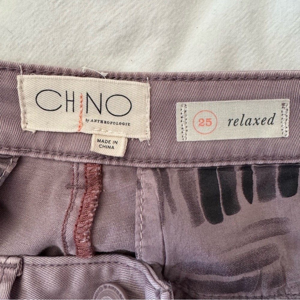 Chino by Anthropologie Lavender Embroidered Chino Pants, Size 25 - Picture 9 of 9